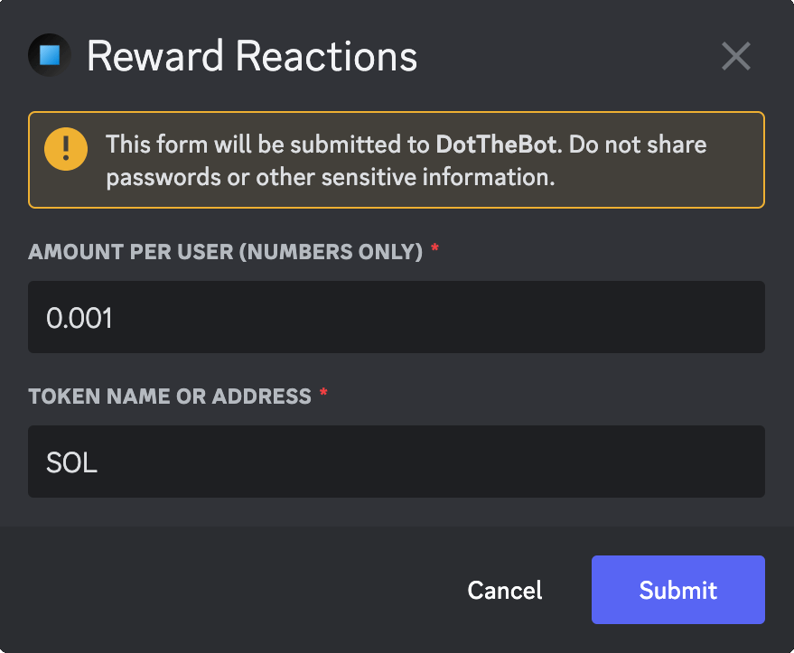 Reward Reactions Modal