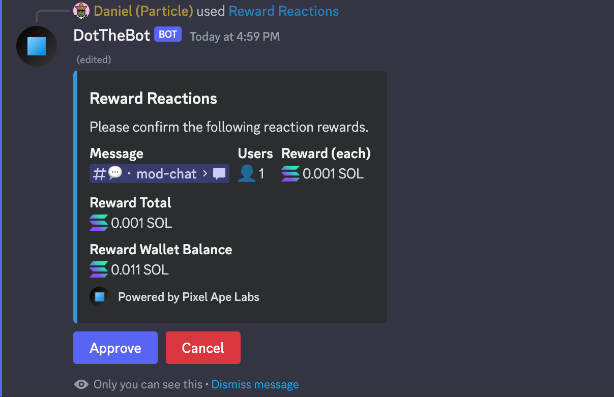 Reward Reactions Response Confirmation